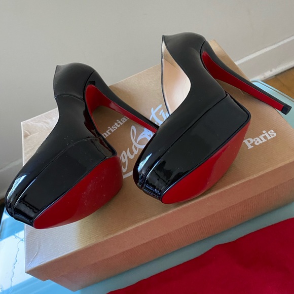 Authentic Christian Louboutin - Black Leather Bianca Platform Pumps Size 36 New - Picture 7 of 16